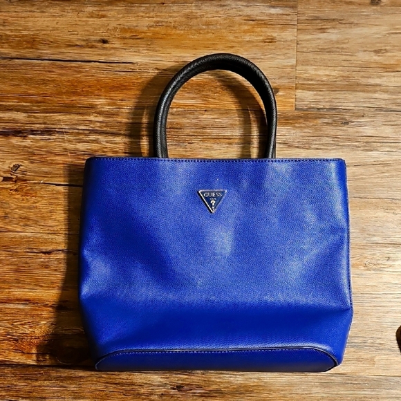 Guess Blue Leather Tote Bag with Structured Design - Picture 1 of 7